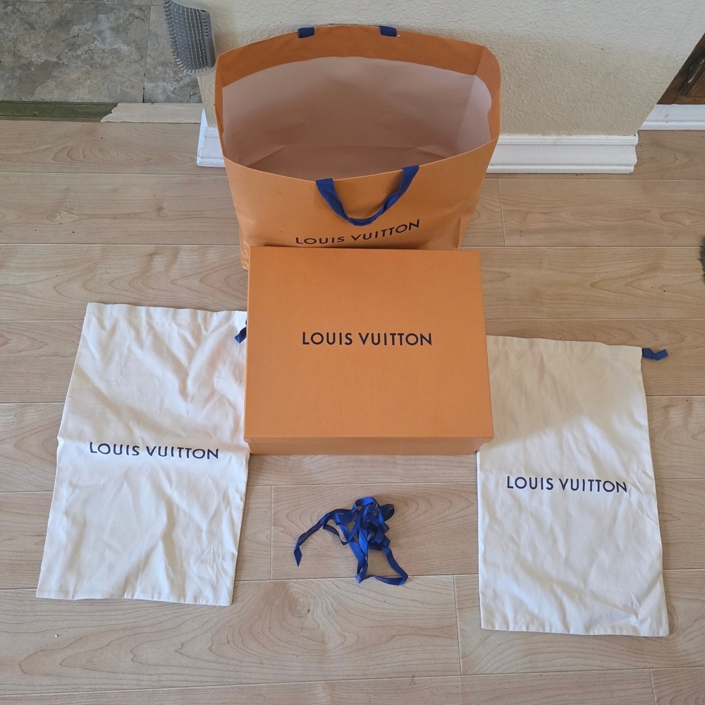 Louis Vuitton Large Gift Box Shopping Bag 2 Dust Bags and Ribbon Set